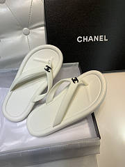 Chanel White Slides - 1