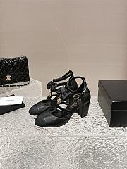 Chanel Mary Janes Black Sandals Heel 7cm - 5