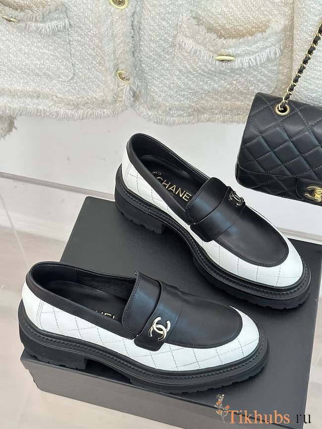 Chanel Black White Loafer - 1
