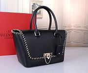 Valentino Black Leather Demilune Flap Satchel 25.5x13x20cm - 5