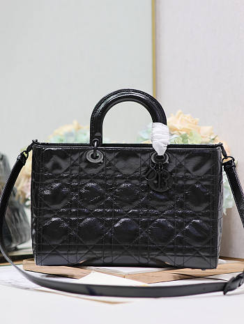 Dior Large Lady D-Sire Bag Black Macrocannage 35 x 23 x 15 cm