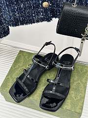 Gucci Slim Horsebit Flat Sandal Black  - 5