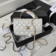 Chanel Flap Bag Top Handle White Lambskin 19cm - 1