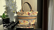 Dior Beige Muticolor Brocart Butterfly Basket Bag 27x20x8cm - 5