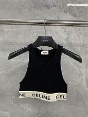 Celine Sports Knit Striped Sports Black Bra - 1