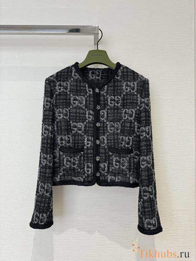 Gucci Wool Cotton-blend Tweed Cropped Jacket - 1