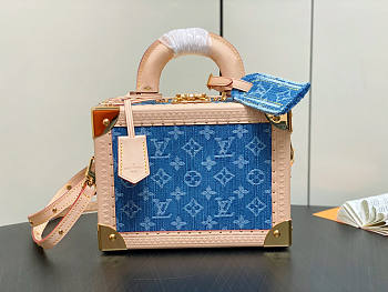 Louis Vuitton LV Petite Valise Denim Bleu Box Bag 22.5 x 17.5 x 11 cm