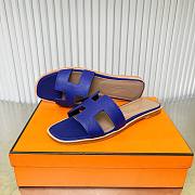 Hermes Oran Blue Slides - 3