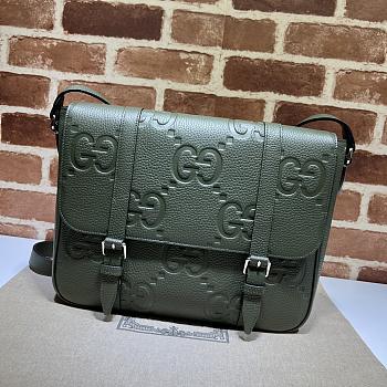 Gucci Jumbo GG Dark Green Medium Messenger Bag 31×24.5×5cm