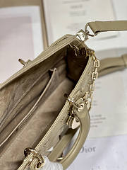 Dior Medium Lady D-joy Bag Beige Gold-Finish Butterfly Studs 26cm - 6