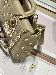 Dior Medium Lady D-joy Bag Beige Gold-Finish Butterfly Studs 26cm - 3