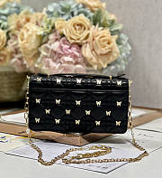 Dior Mini Miss Dior Bag Black Gold Butterfly Studs 21x11.5x4.5cm - 4