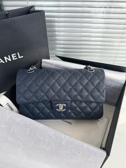 Chanel Medium Flap Bag Navy Blue Caviar Silver 25cm - 1