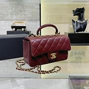 Chanel Top Handle Flap Bag Wine Gold 20cm - 3