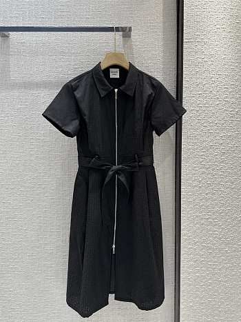 Hermes Jacquard Collared Dress Black