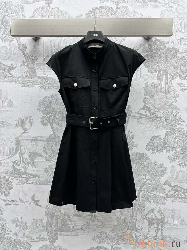 Dior Short Dress Black Cotton Gabardine - 1