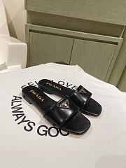 Prada Black Leather Slides - 1