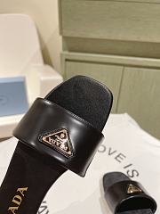 Prada Black Leather Slides - 2