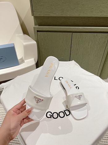 Prada White Leather Slides