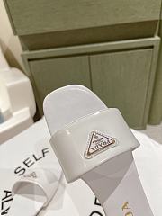 Prada White Leather Slides - 3