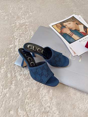Gucci GG Slide Sandal Blue Denim 5.5cm