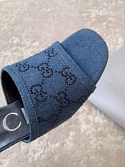Gucci GG Slide Sandal Blue Denim 5.5cm - 4