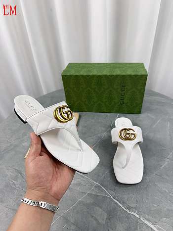 Gucci Women's White Double G Thong Sandals