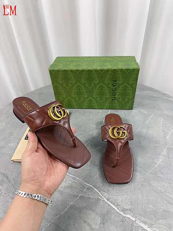 Gucci Women's Brown Double G Thong Sandals