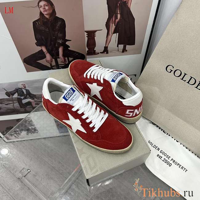 Golden Goose Sneakers Dark Red Suede With White Star - 1