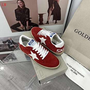 Golden Goose Sneakers Dark Red Suede With White Star
