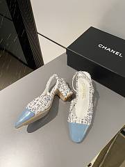 Chanel Slingback Blue Tweed Pump 5cm - 4