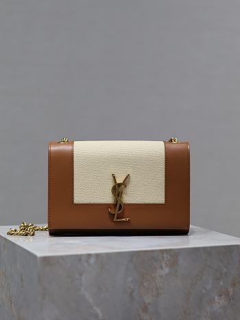 YSL Kate Small Canvas Leather Natural 20x13x6cm
