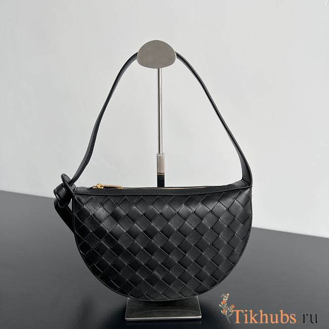 Bottega Veneta Half Moon Zipped Black Shoulder Bag 23x15x4cm - 1