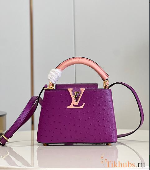 Louis Vuitton LV Mini Capucines Purple Ostrich 21x14x8cm - 1