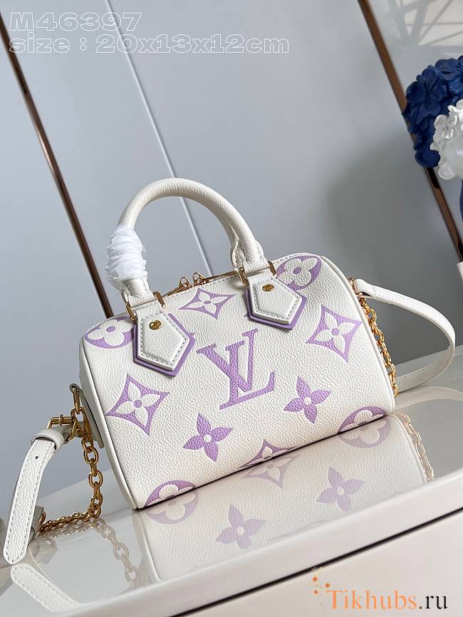 Louis Vuitton LV Speedy White Purple Bag 20cm - 1