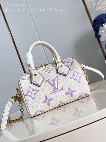 Louis Vuitton LV Speedy White Purple Bag 20cm