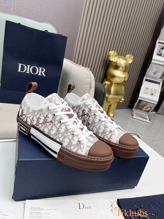 Dior B23 Oblique Low Top Sneaker Brown White - 1