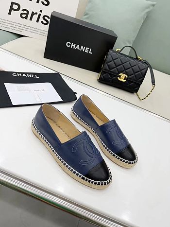 Chanel Espadrille Navy Black Leather