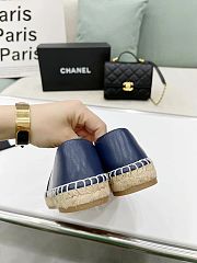 Chanel Espadrille Navy Black Leather - 5