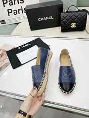 Chanel Espadrille Navy Black Leather - 4