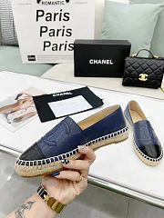 Chanel Espadrille Navy Black Leather - 3