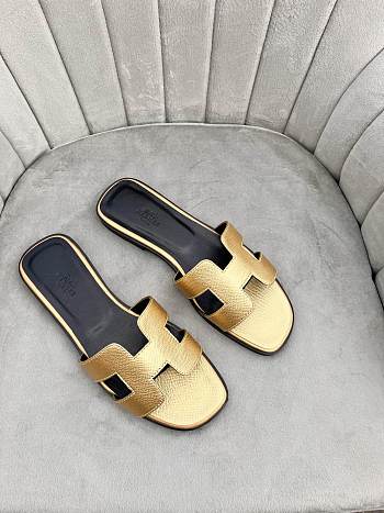 Hermes Oran Gold Black Slides