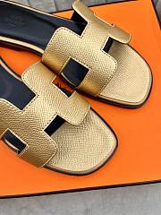 Hermes Oran Gold Black Slides - 5