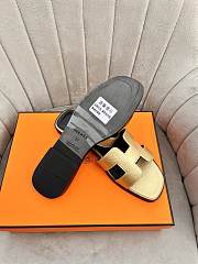 Hermes Oran Gold Black Slides - 3