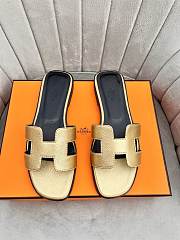 Hermes Oran Gold Black Slides - 2