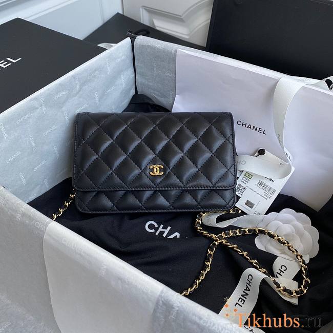 Chanel Wallet On Chain Woc Black Lambskin Gold 19cm - 1