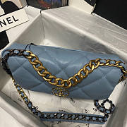 Chanel 19 Large Flap Bag Blue Gold Lambskin 30cm - 5