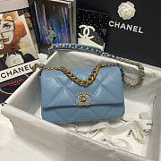 Chanel 19 Flap Bag Blue Gold Lambskin 26cm - 1