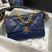 Chanel 19 Large Flap Bag Navy Blue Gold 30cm - 1