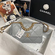 Chanel 19 Large Flap Bag Grey Gold 30cm - 1